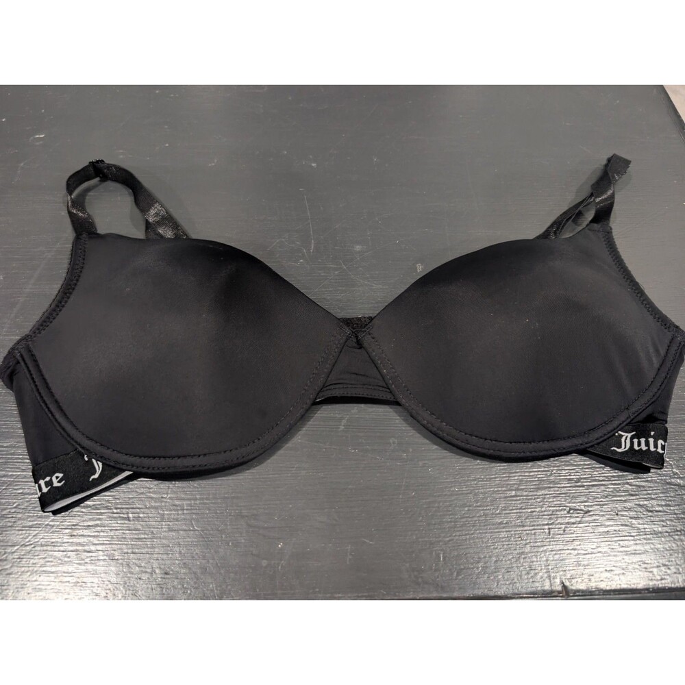 Juicy Couture Bra 38DD Plunge Padded Wireless Bra black